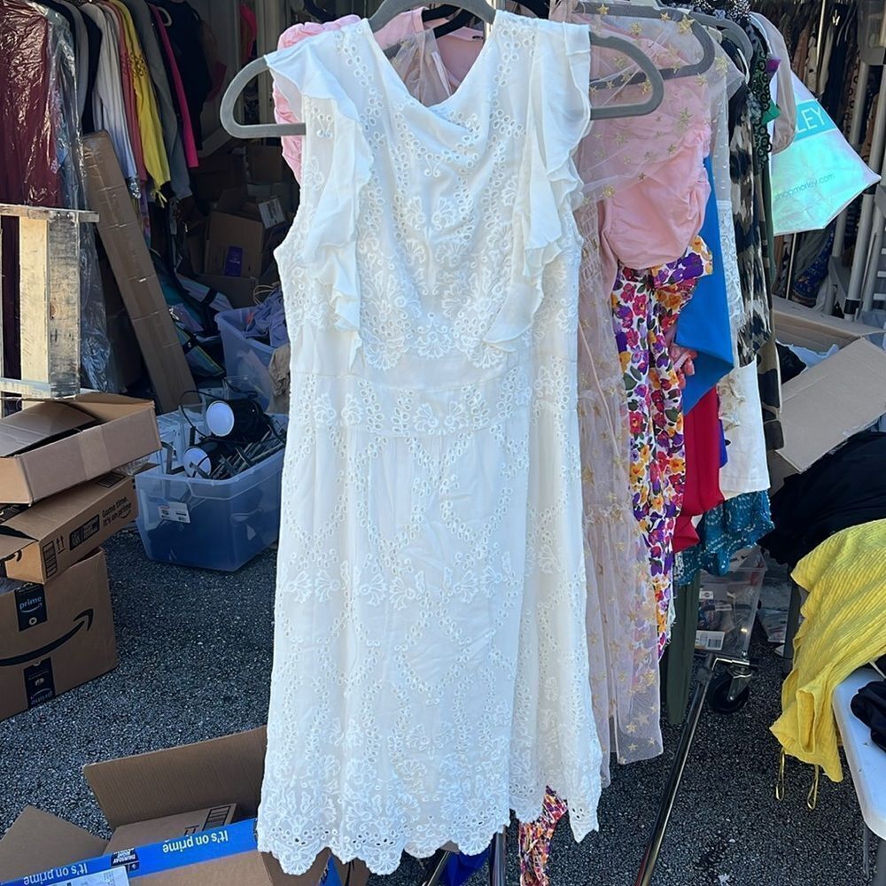 White Lace Dress - NWT - Cute Summer Linen Dress - Size Medium
